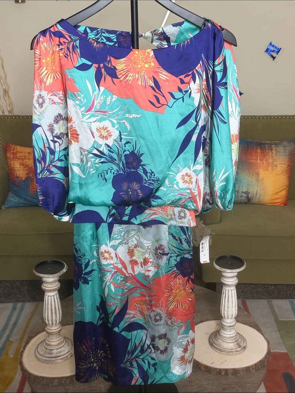 Seafoam/Purple/Coral Floral Dress